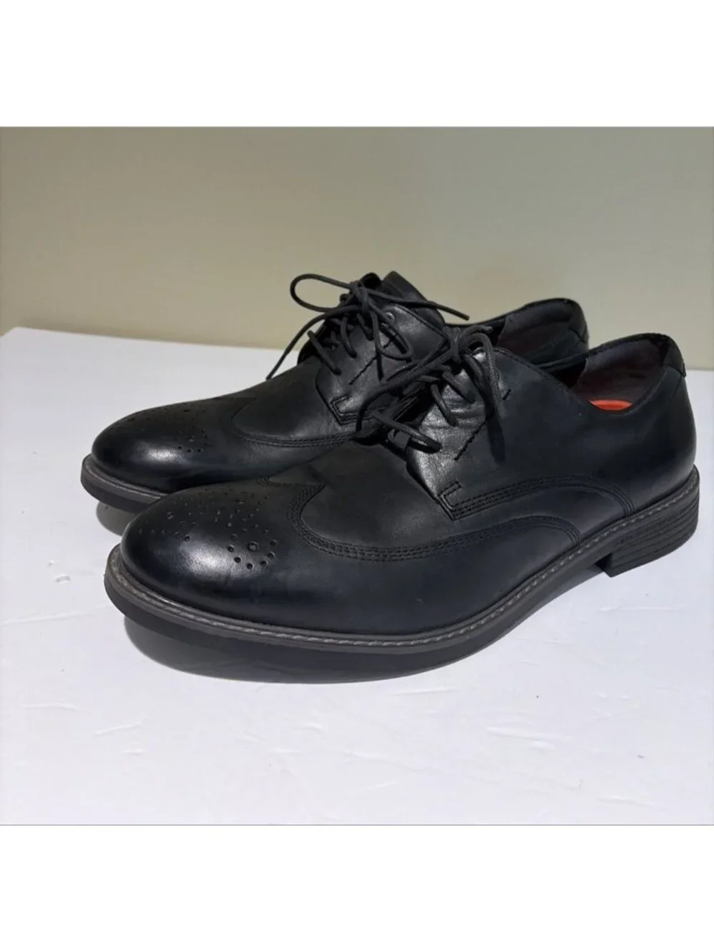 Rockport Mens Brouge Dress Shoes CB Wing Tip V81648 Leather Dark Shadow Sz 10.5M
